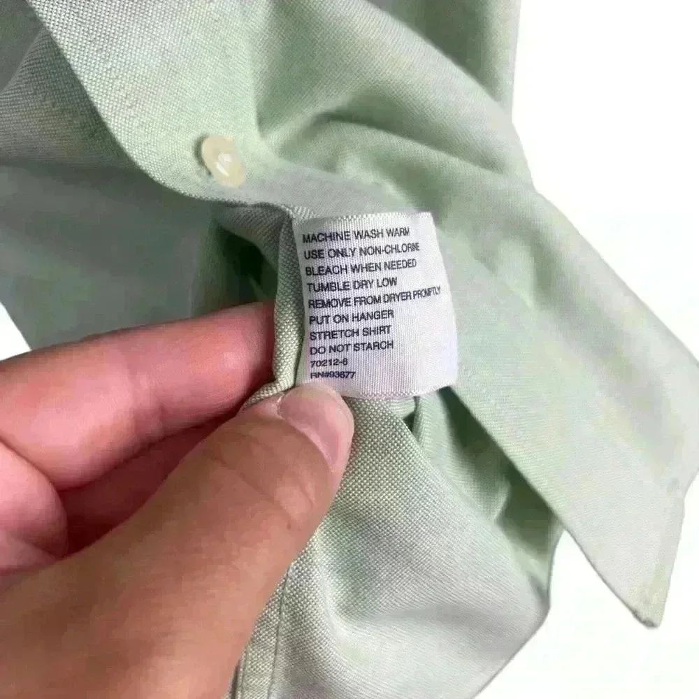 Stafford Essentials Cotton Blend Oxford Green Classic Fit | Size 16 1/2 - Picture 6 of 7